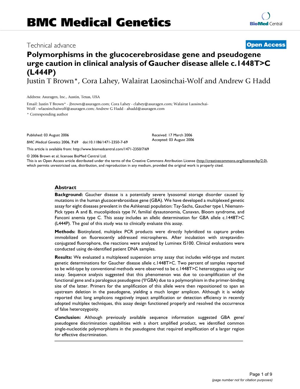 Polymorphisms in the Glucocerebrosidase Gene And