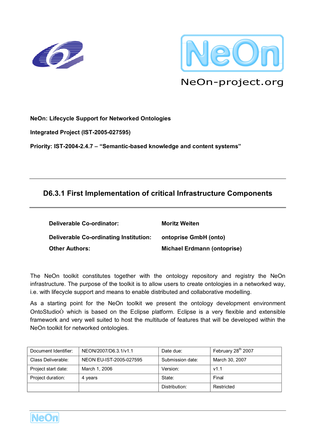 D6.3.1 First Implementation of Critical Infrastructure Components