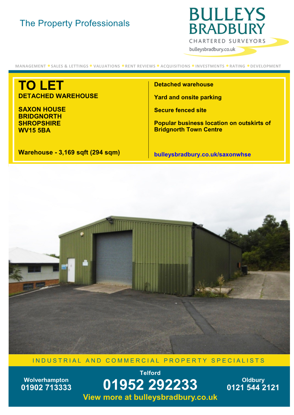TO LET DETACHED WAREHOUSE Yard and Onsite Parking