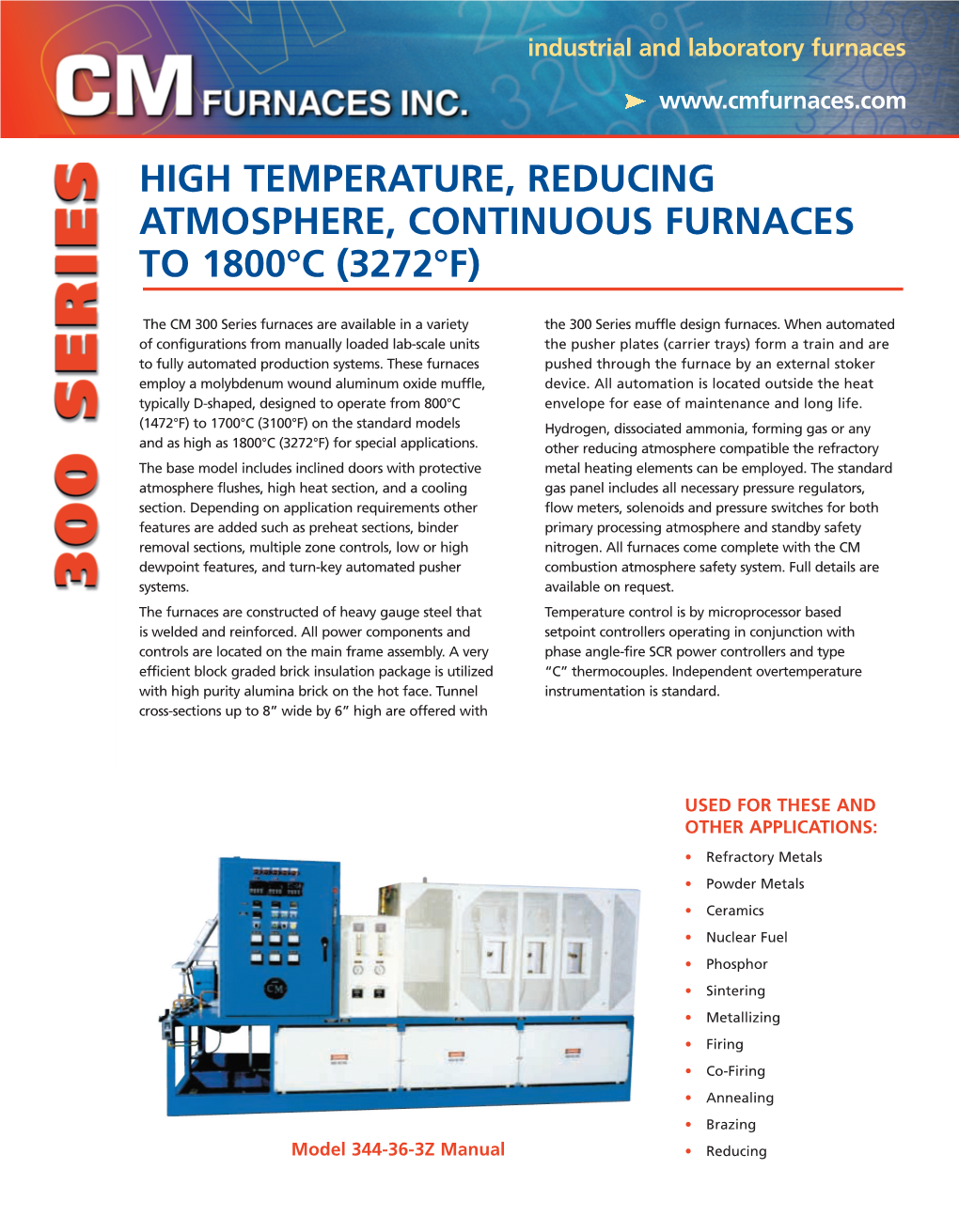 High Temperature, Reducing Atmosphere, Continuous Furnaces to 1800°C (3272°F)