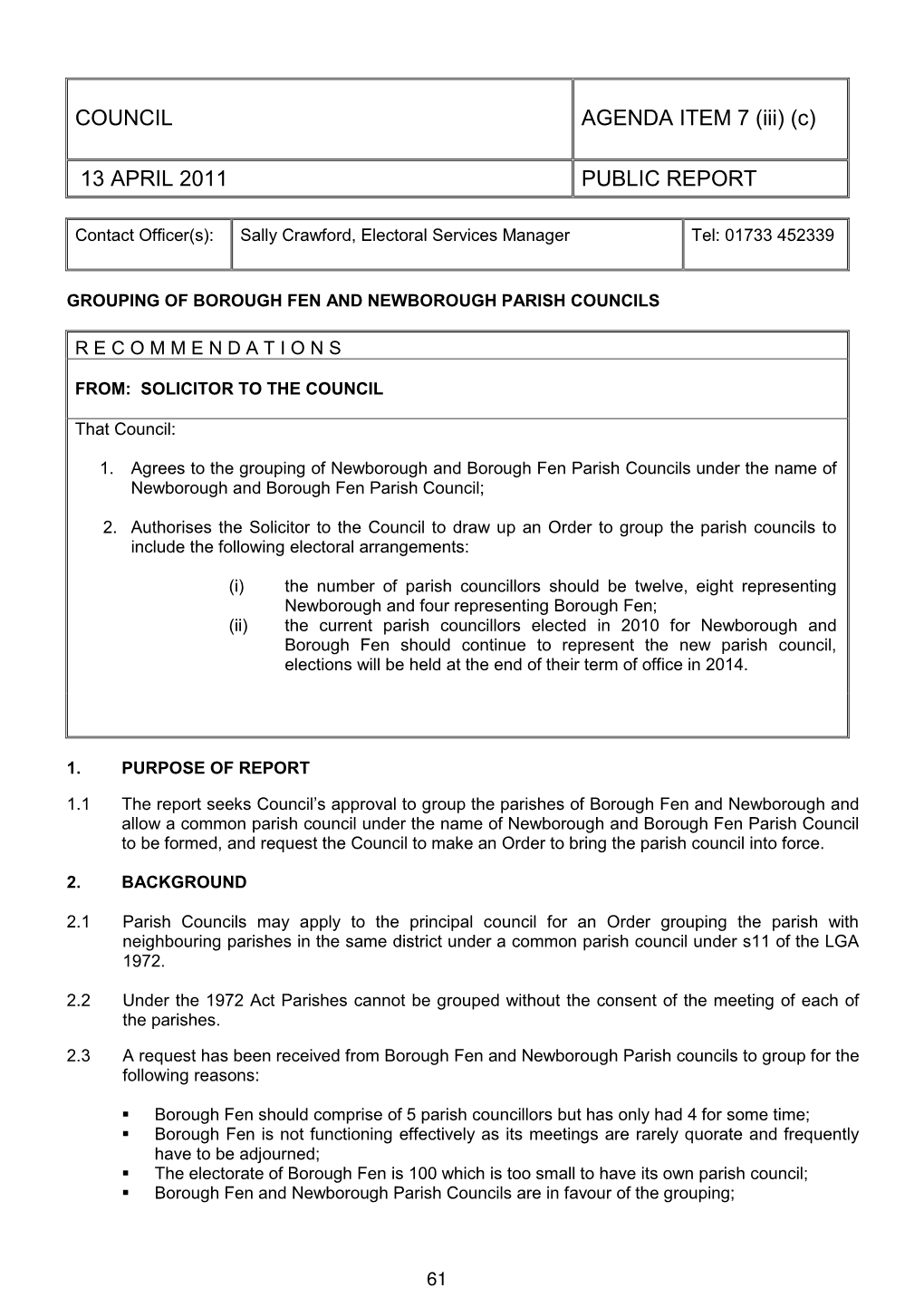 7.Iiic Grouping of Borough Fen and Newborough Parish Councils