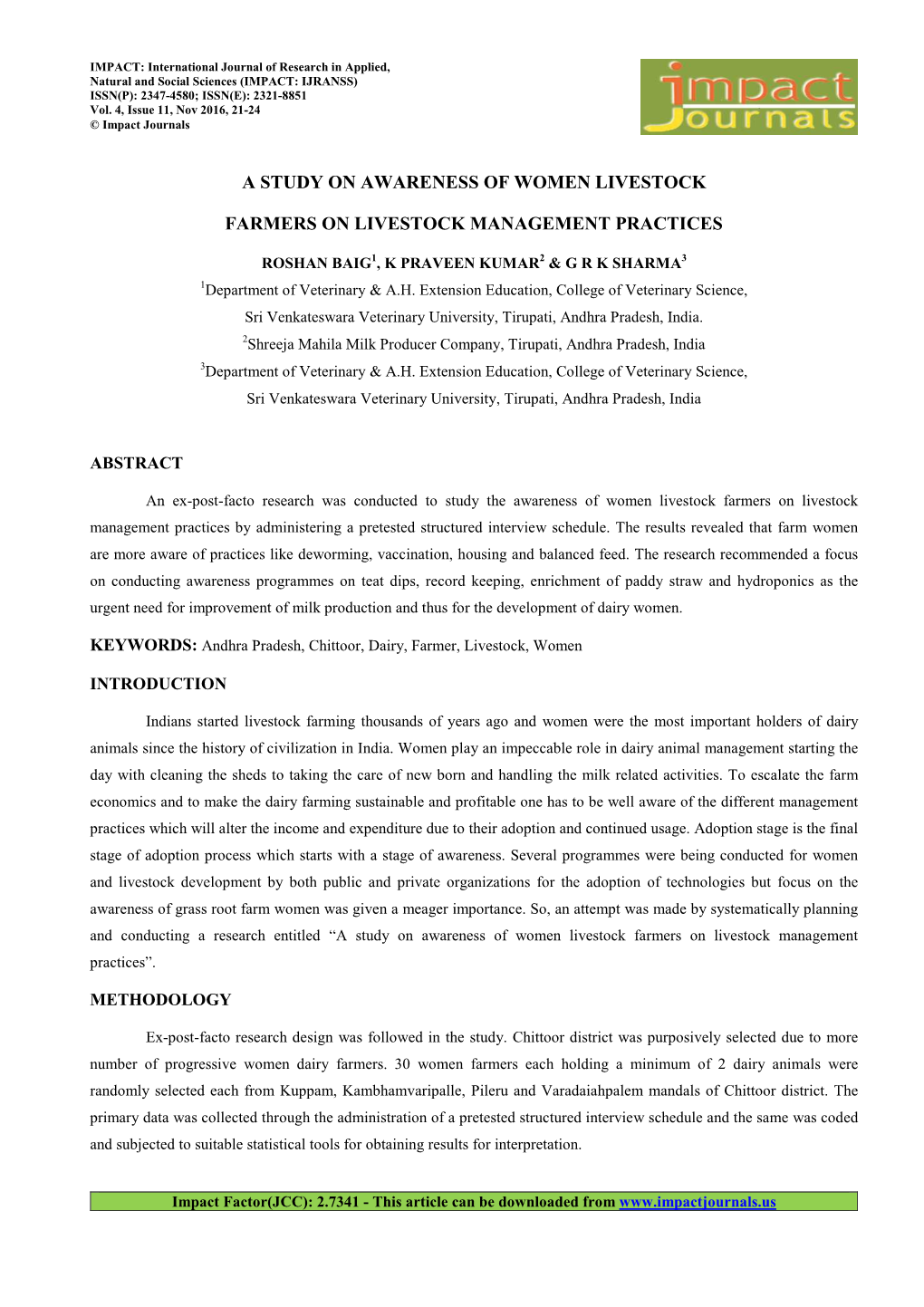 3.Applied-A STUDY on AWARENESS of WOMEN LIVESTOCK FARMERS on LIVESTOCK MANAGEMENT PRACTICES