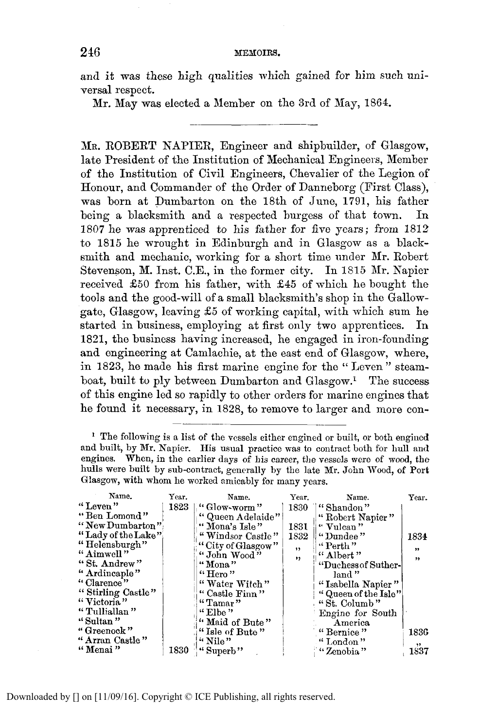Obituary. Robert Napier, 1791-1876