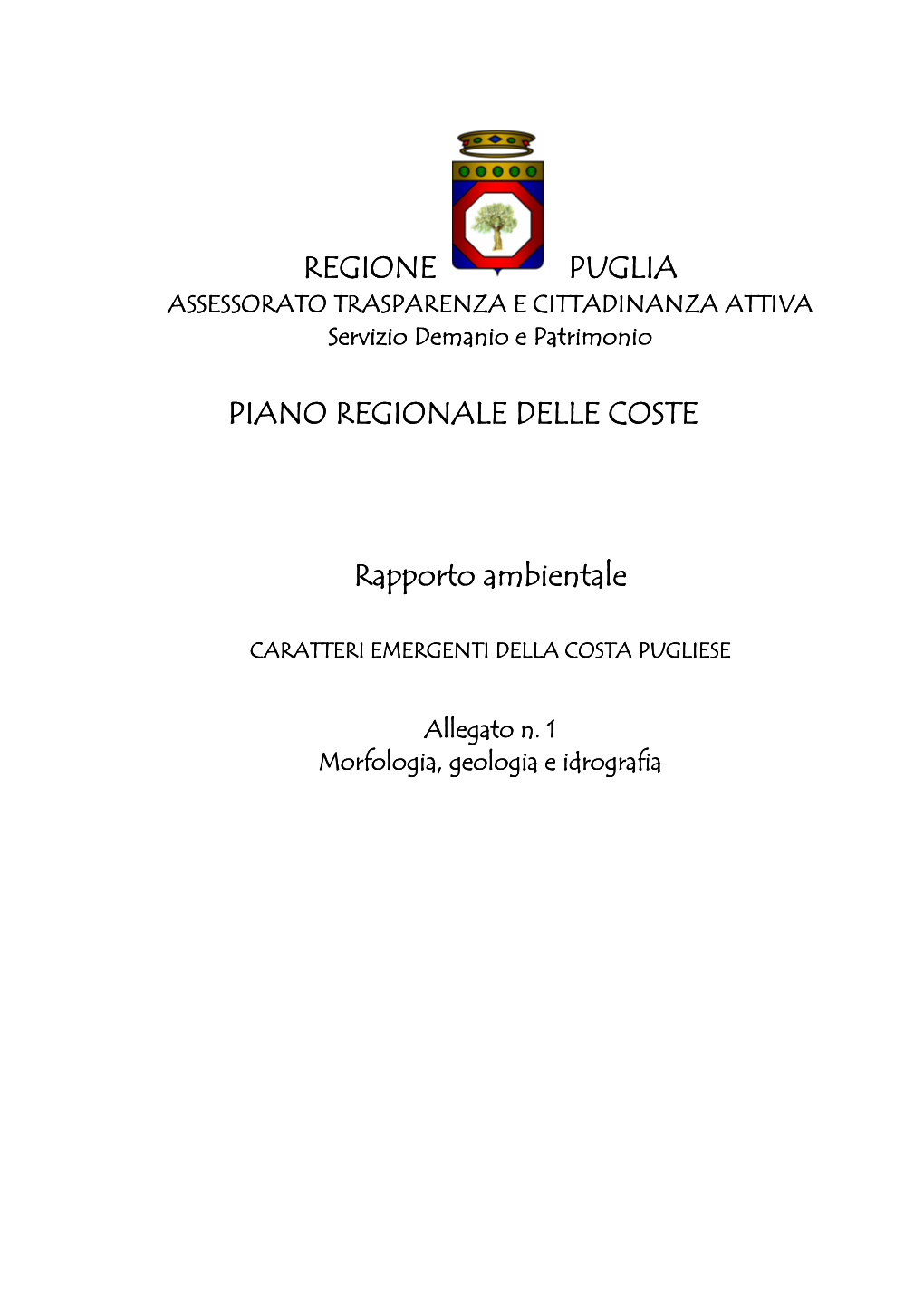 Regione Puglia Puglia Piano Regionale Delle Coste