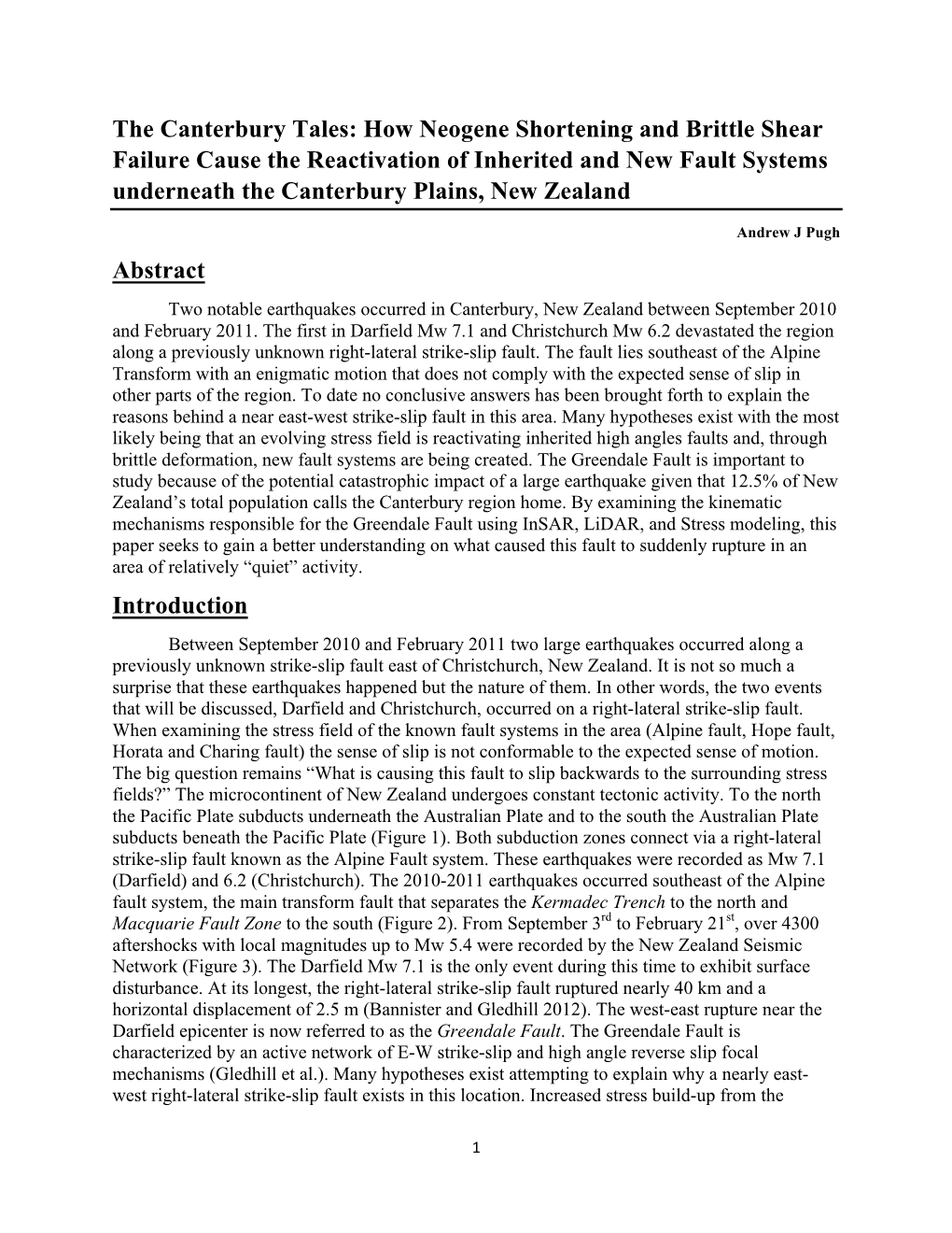 GPH 333 Canterbury Eartquakes Research Paper