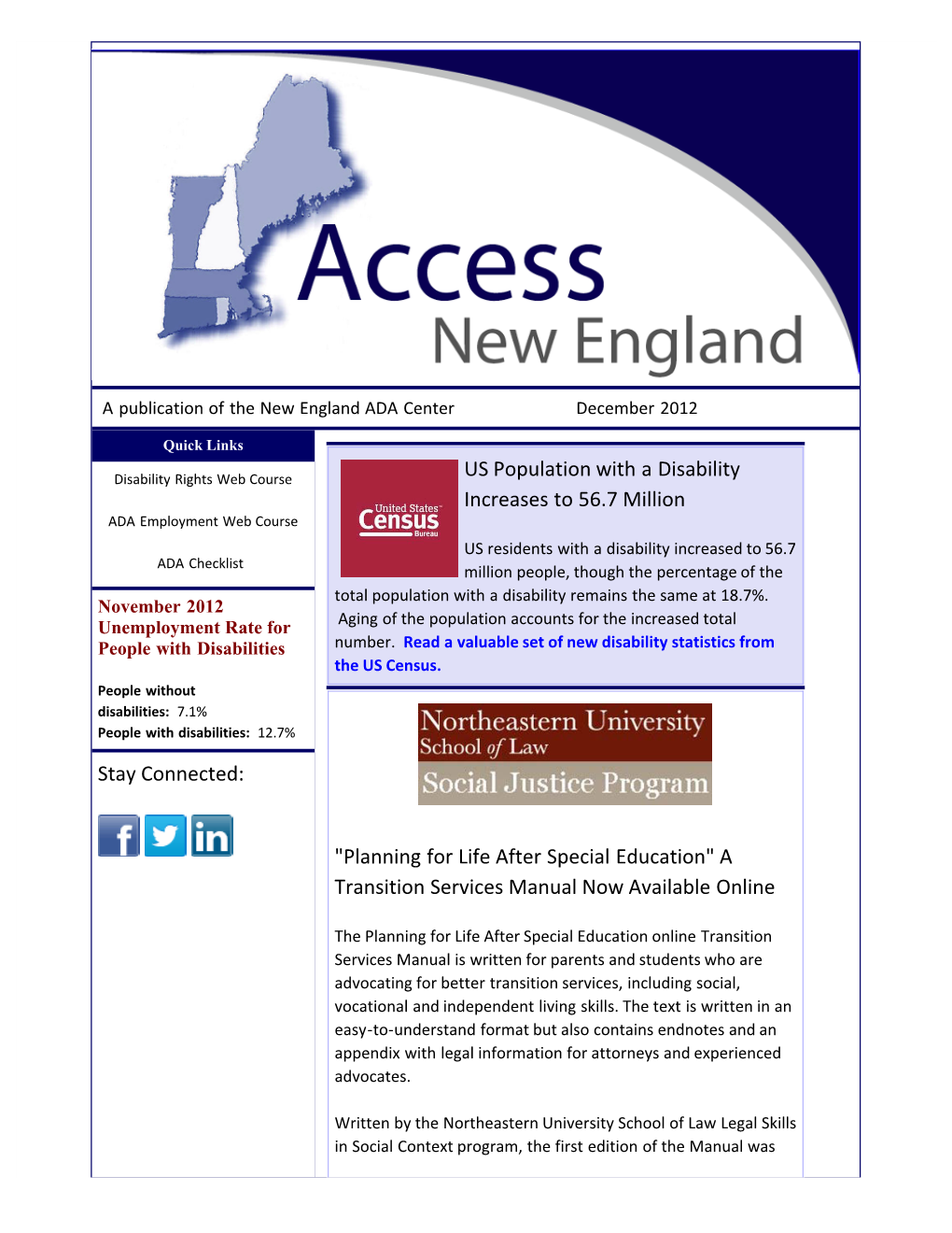 New England ADA Center Access E-Newsletter