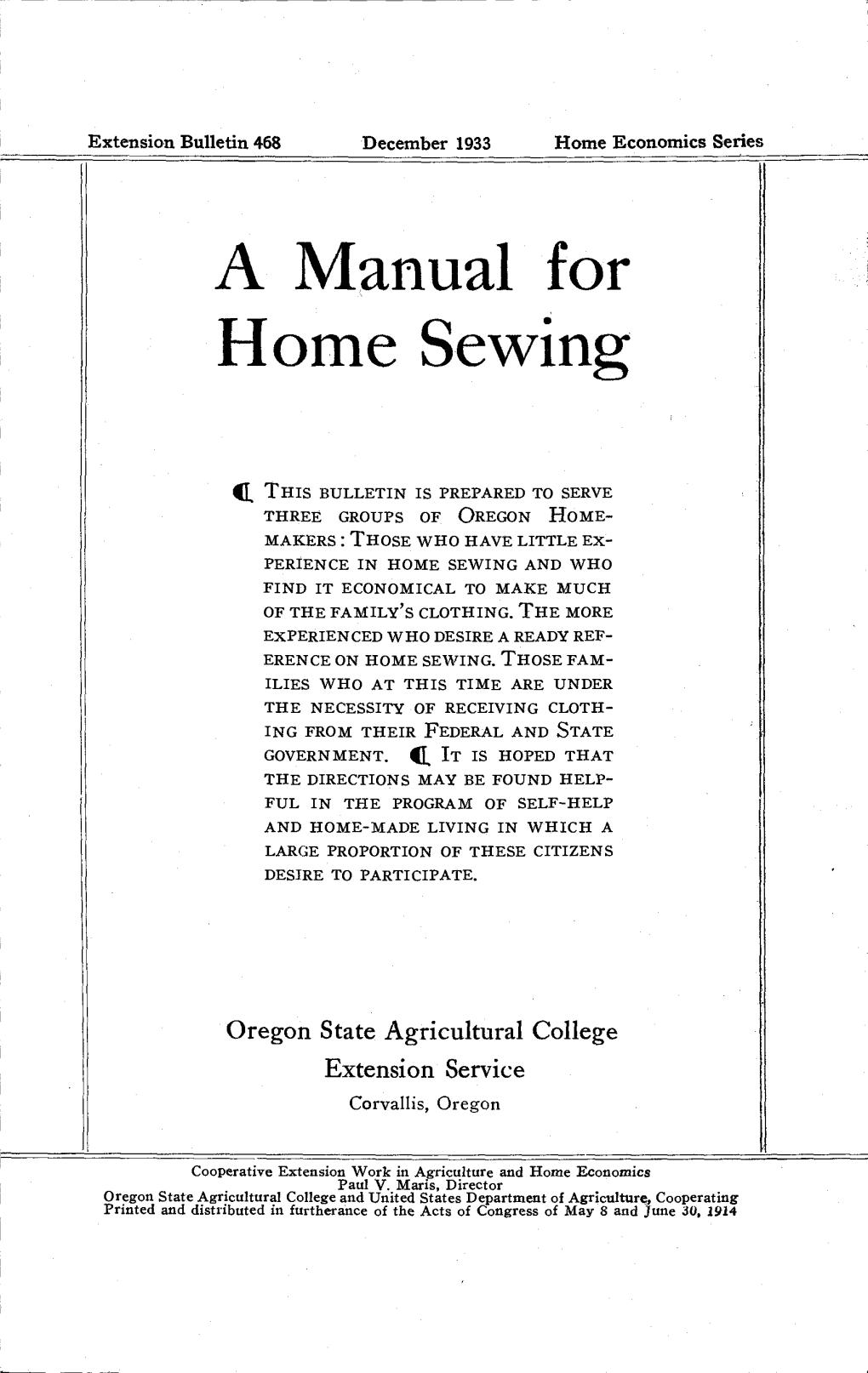 A Manual for Home Sewing