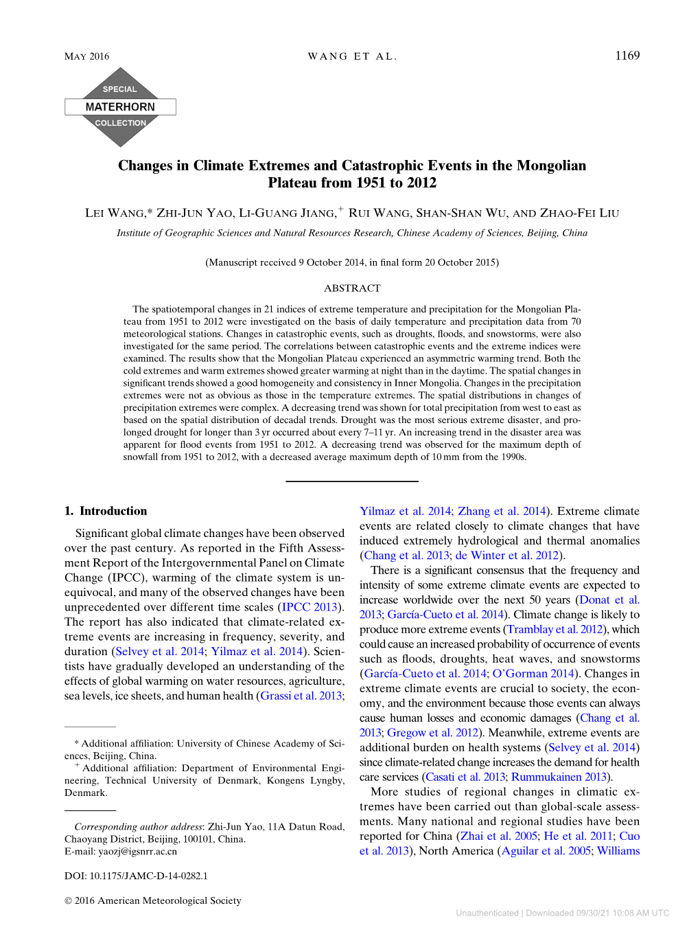 Downloaded 09/30/21 10:08 AM UTC 1170 JOURNAL of APPLIED METEOROLOGY and CLIMATOLOGY VOLUME 55