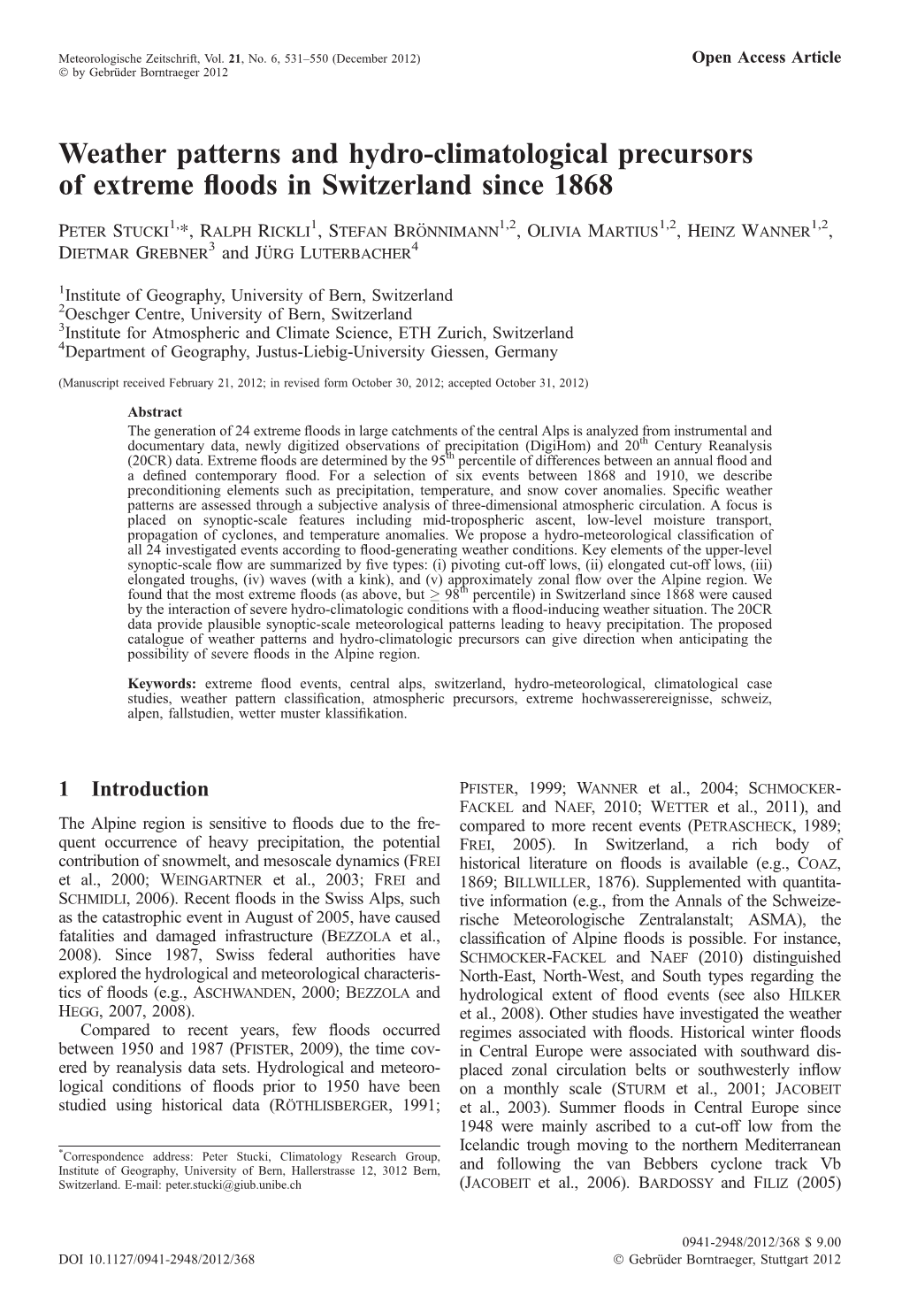 Weather Patterns and Hydro-Climatological Precursors Of