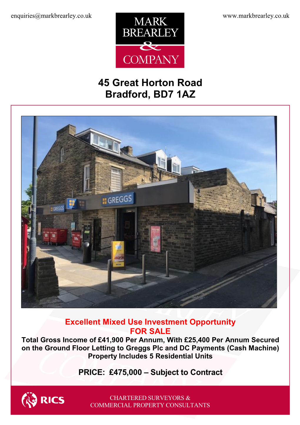 45 Great Horton Road Bradford, BD7 1AZ