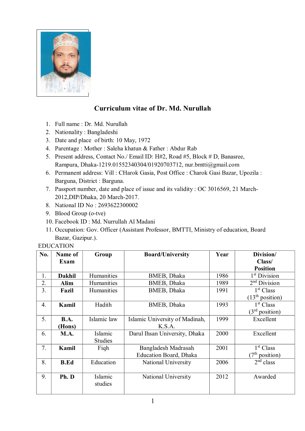 Personal Particulars of Foreign Scholars Coming to India