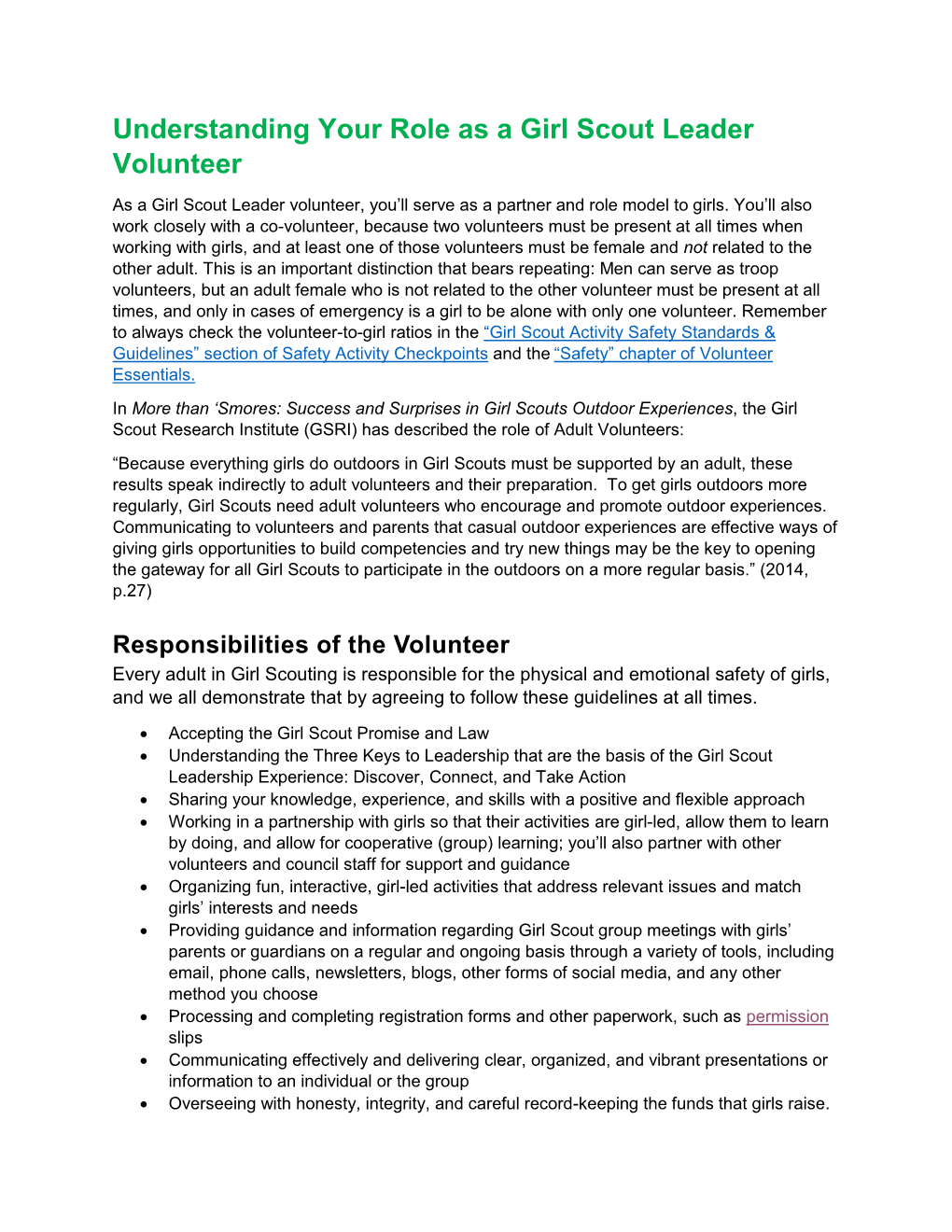 Understanding Your Role As a Girl Scout Leader Volunteer