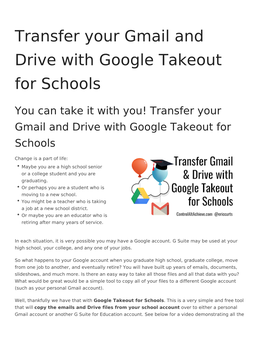 Transfer Your Gmail and Drive with Google Takeout for Schools
