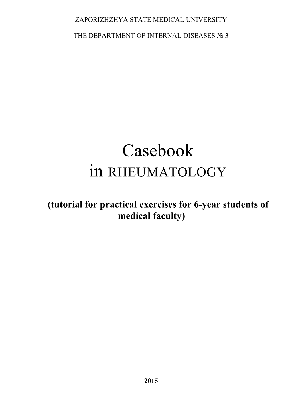 Casebook in RHEUMATOLOGY