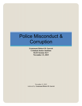 Police Misconduct & Corruption
