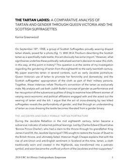 A Comparative Analysis of Tartan and Gender Through Queen Victoria and the Scottish Suffragettes