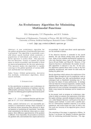 An Evolutionary Algorithm for Minimizing Multimodal Functions