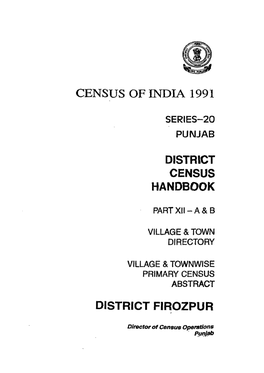 Village & Townwise Primary Census Abstract, Firozpur, Part XII-A & B