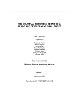 The Cultural Industries in Caricom: Trade and Development Challenges