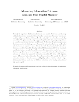 Measuring Information Frictions: Evidence from Capital Markets∗