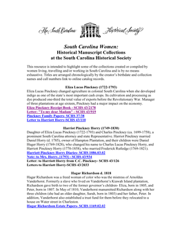 Research Guide: South Carolina Women