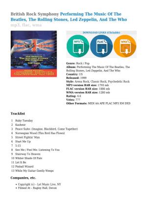 British Rock Symphony Performing the Music of the Beatles, the Rolling Stones, Led Zeppelin, and the Who Mp3, Flac, Wma