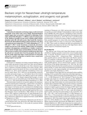 Backarc Origin for Neoarchean Ultrahigh-Temperature Metamorphism, Eclogitization, and Orogenic Root Growth