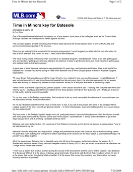 Time in Minors Key for Batesole Page 1 of 2
