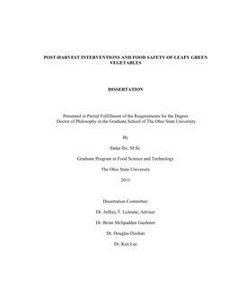 Post-Harvest Interventions and Food Safety of Leafy Green Vegetables