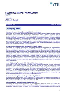 Company News SECURITIES MARKET NEWS