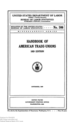 Handbook of American Trade-Unions