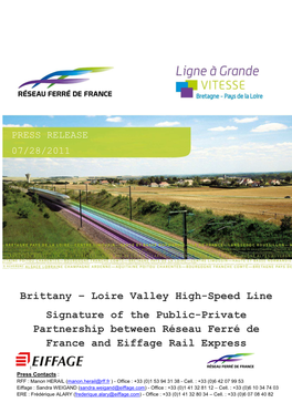 Brittany – Loire Valley High-Speed Line Signature of the Public-Private Partnership Between Réseau Ferré De France and Eiffage Rail Express