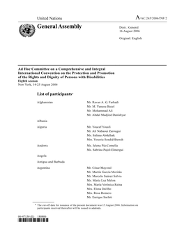 General Assembly Distr.: General 16 August 2006