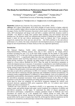 The Study for Anti-Rollover Performance Based on Fishhook