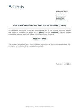 Comision Nacional Del Mercado De Valores (Cnmv)