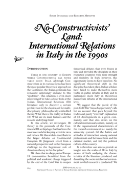 No-Constructivists' Land: International Relations in Italy in the 1990S
