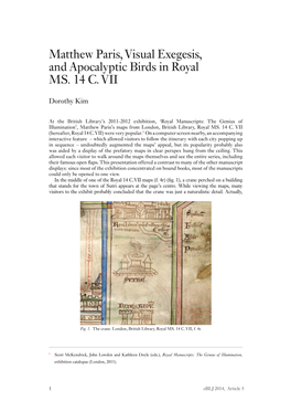 Matthew Paris, Visual Exegesis, and Apocalyptic Birds in Royal MS. 14 C