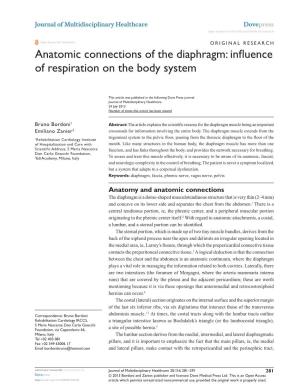 Anatomic Connections of the Diaphragm: Influence of Respiration on the Body System