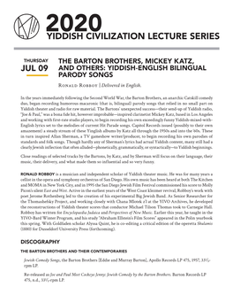 JUL 09 and OTHERS: YIDDISH-ENGLISH BILINGUAL PARODY SONGS Ronald Robboy | Delivered in English