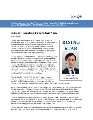 Rising Star: Covington & Burling's David Pinsky
