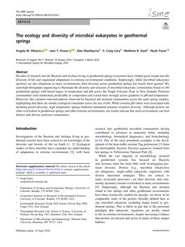 The Ecology and Diversity of Microbial Eukaryotes in Geothermal Springs