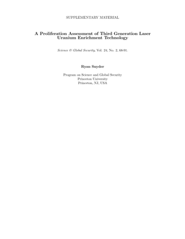 A Proliferation Assessment of Third Generation Laser Uranium Enrichment Technology