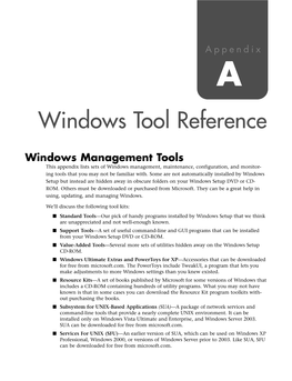 Windows Tool Reference
