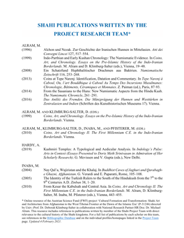 Shahi Publications Written by the Project Research Team*