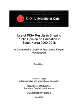 Use of PISA Results in Shaping Public Opinion on Education in South Korea 2000-2018