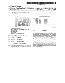 (12) Patent Application Publication (10) Pub. No.: US 2006/0134109 A1 Gaitanaris Et Al