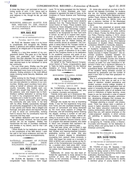CONGRESSIONAL RECORD— Extensions of Remarks E422 HON