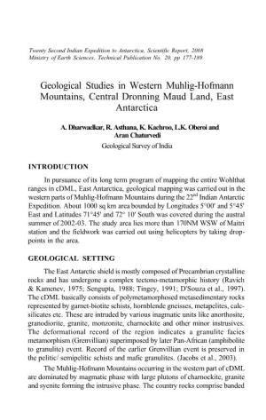 Geological Studies in Western Muhlig-Hofmann Mountains, Central Dronning Maud Land, East Antarctica