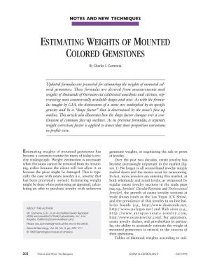 Estimating Weights of Mounted Colored Gemstones