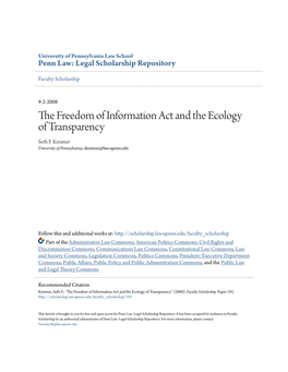 The Freedom of Information Act and the Ecology of Transparency